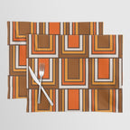 Retro 70s Brown and Orange Geometric Portes Pattern II Placemat Gallery Image 1
