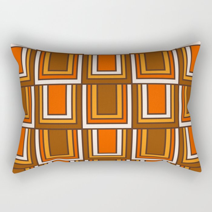 Retro 70s Brown and Orange Geometric Portes Pattern II Rectangular Pillow Gallery Image 2