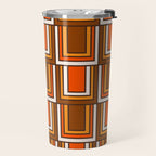 Retro 70s Brown and Orange Geometric Portes Pattern II Travel Mug Gallery Image 2