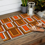 Retro 70s Brown and Orange Geometric Portes Pattern II Outdoor Rug Gallery Image 2