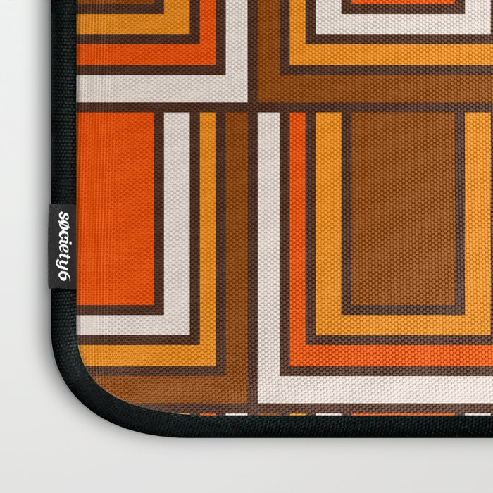 Retro 70s Brown and Orange Geometric Portes Pattern II Laptop Sleeve Gallery Image 3