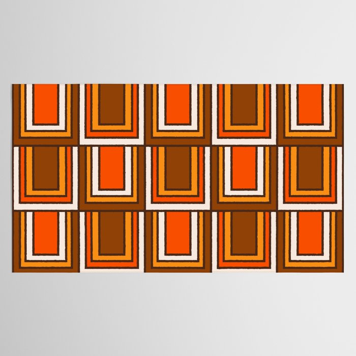 Retro 70s Brown and Orange Geometric Portes Pattern II Tablecloth Gallery Image 2
