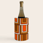 Retro 70s Brown and Orange Geometric Portes Pattern II Wine Chiller Gallery Image 2