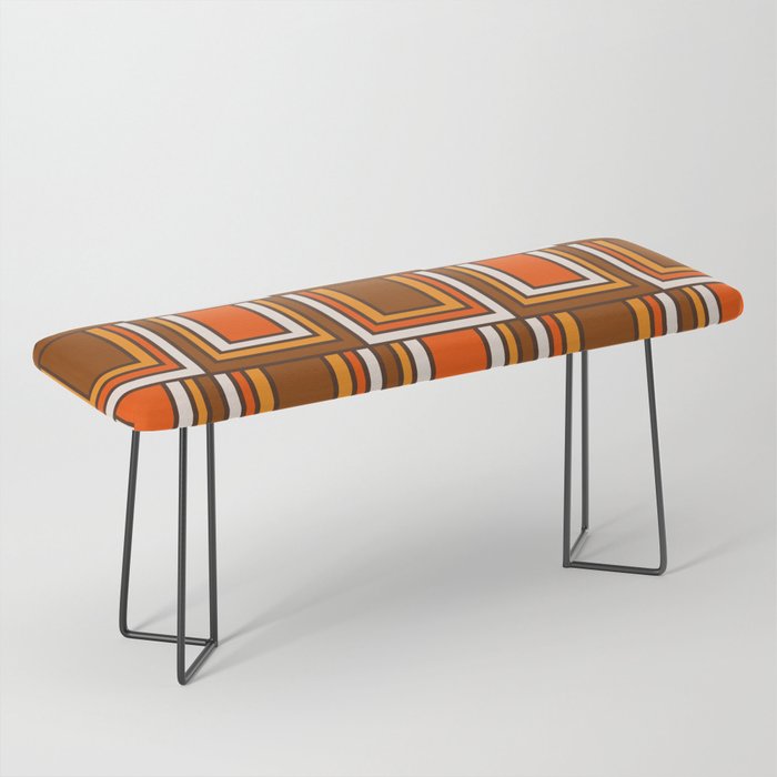 Retro 70s Brown and Orange Geometric Portes Pattern II Bench Gallery Image 1