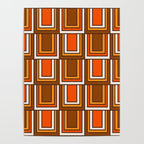 Retro 70s Brown and Orange Geometric Portes Pattern II Poster Gallery Image 4