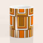 Retro 70s Brown and Orange Geometric Portes Pattern II Coffee Mug Gallery Image 4
