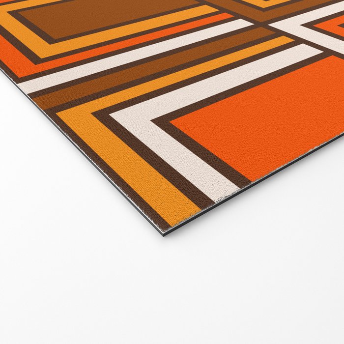 Retro 70s Brown and Orange Geometric Portes Pattern II Welcome Mat Gallery Image 2