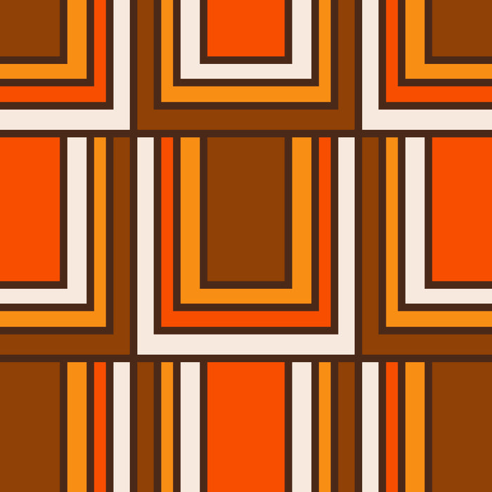 Retro 70s Brown and Orange Geometric Portes Pattern II Coffee Mug Gallery Image 2