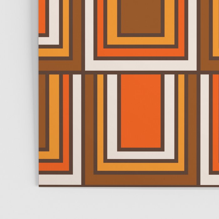 Retro 70s Brown and Orange Geometric Portes Pattern II Poster Gallery Image 3