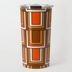 Retro 70s Brown and Orange Geometric Portes Pattern II Travel Mug Gallery Image 1