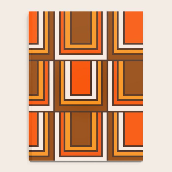 Retro 70s Brown and Orange Geometric Portes Pattern II Notebook Gallery Image 4