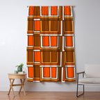Retro 70s Brown and Orange Geometric Portes Pattern II Window Curtain Gallery Image 5