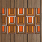 Retro 70s Brown and Orange Geometric Portes Pattern II Outdoor Rug Gallery Image 1