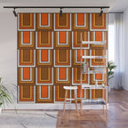 Retro 70s Brown and Orange Geometric Portes Pattern II Wall Mural Gallery Image 1
