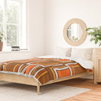 Retro 70s Brown and Orange Geometric Portes Pattern II Duvet Cover Gallery Image 2