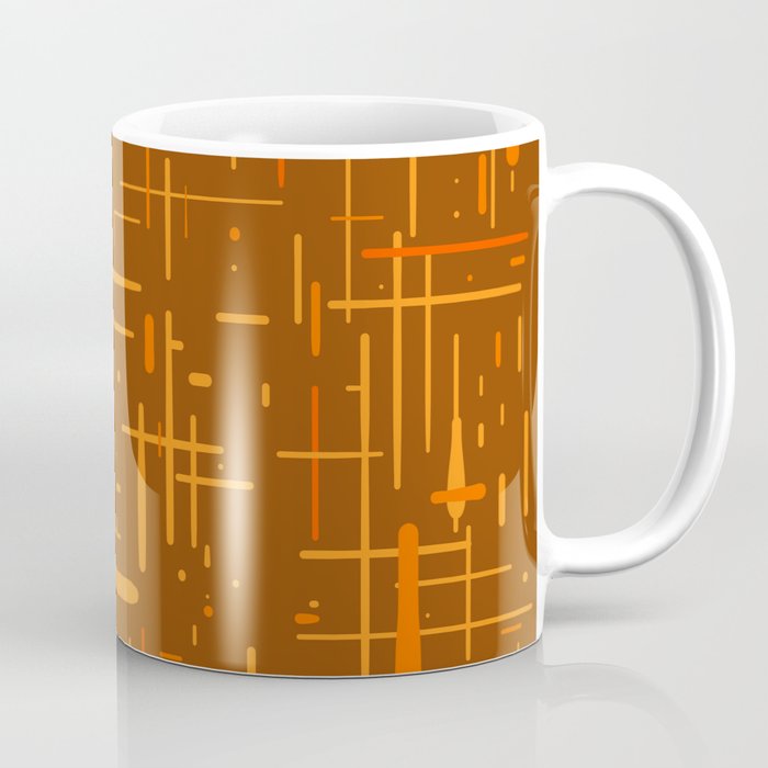 Mid-Century Modern Kinetikos Pattern in Retro 70s Brown Orange Coffee Mug Gallery Image 1