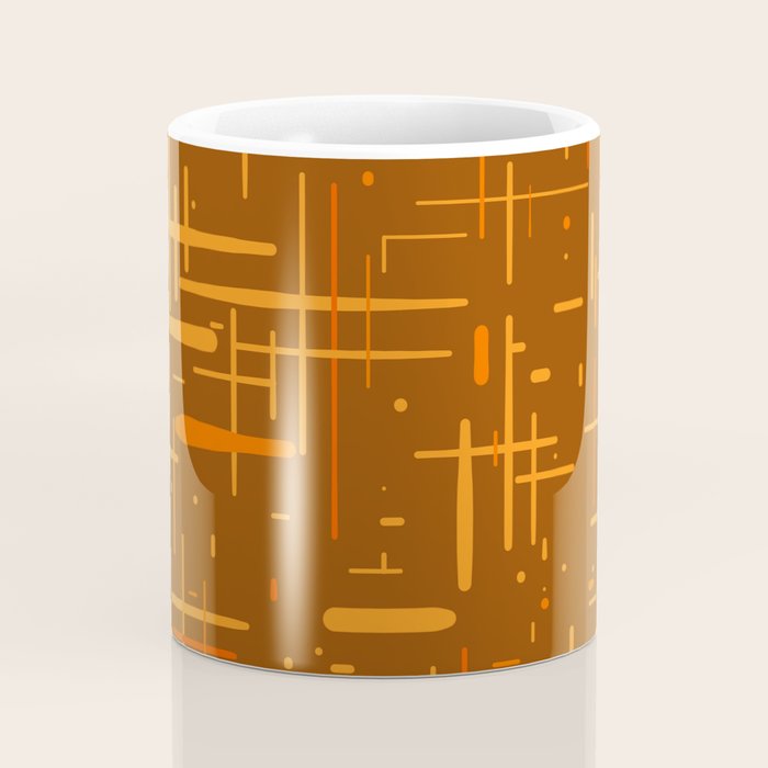 Mid-Century Modern Kinetikos Pattern in Retro 70s Brown Orange Coffee Mug Gallery Image 4