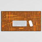 Mid-Century Modern Kinetikos Pattern in Retro 70s Brown Orange Desk Mat Gallery Image 1