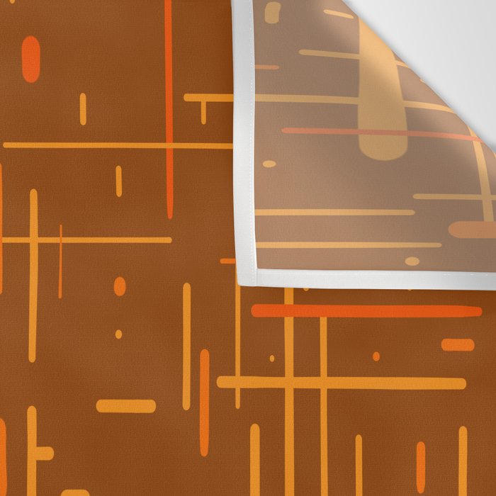 Mid-Century Modern Kinetikos Pattern in Retro 70s Brown Orange Wall Tapestry Gallery Image 3