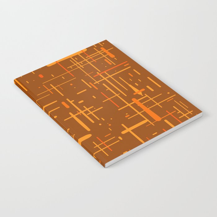 Mid-Century Modern Kinetikos Pattern in Retro 70s Brown Orange Notebook Gallery Image 2
