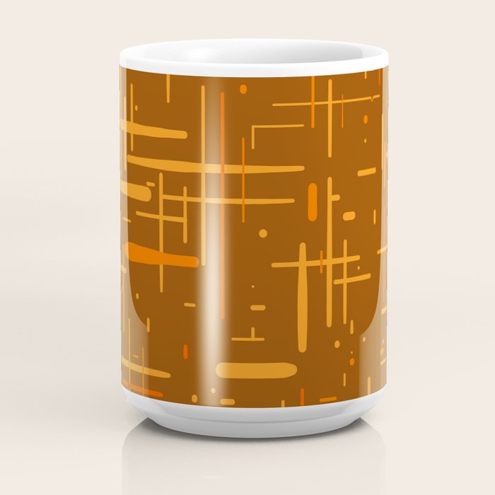 Mid-Century Modern Kinetikos Pattern in Retro 70s Brown Orange Coffee Mug Gallery Image 4
