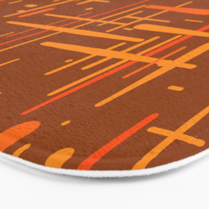 Mid-Century Modern Kinetikos Pattern in Retro 70s Brown Orange Bath Mat Gallery Image 3