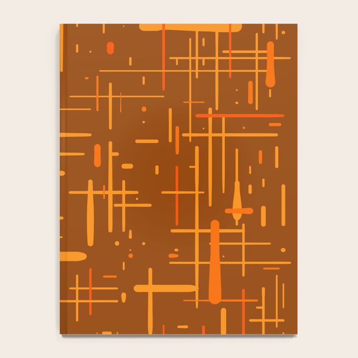 Mid-Century Modern Kinetikos Pattern in Retro 70s Brown Orange Notebook Gallery Image 4