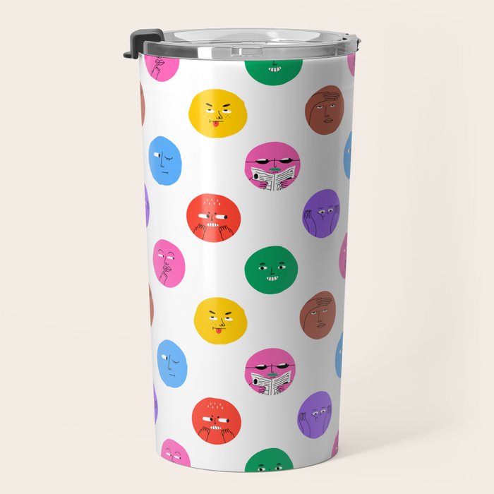 Funny colorful cartoon character face pattern Travel Mug Gallery Image 3