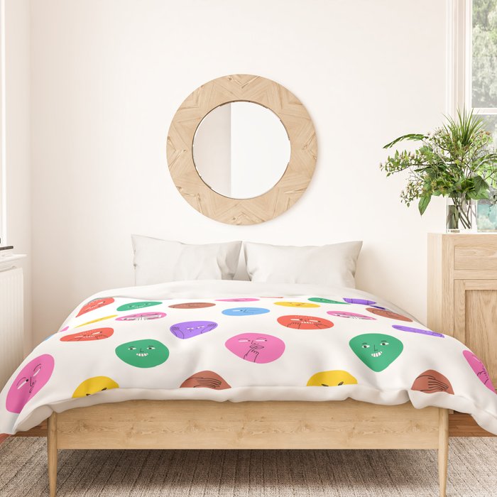 Funny colorful cartoon character face pattern Duvet Cover Gallery Image 3
