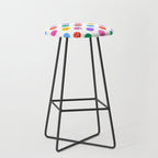 Funny colorful cartoon character face pattern Stool Gallery Image 1
