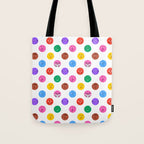 Funny colorful cartoon character face pattern Tote Bag Gallery Image 1