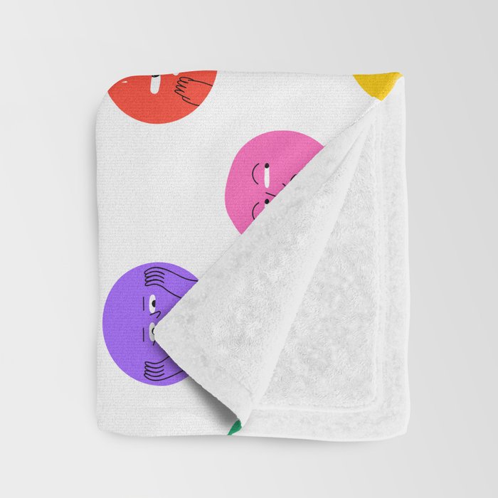 Funny colorful cartoon character face pattern Throw Blanket Gallery Image 3