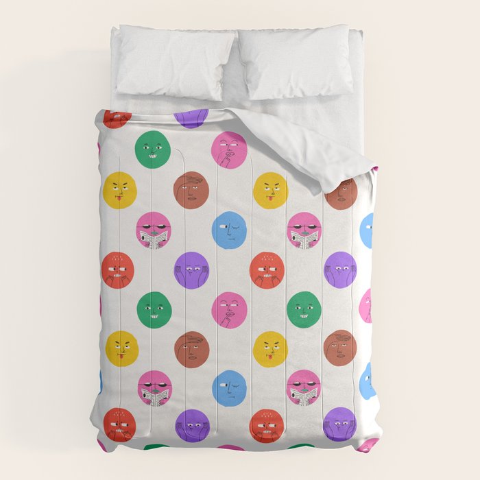 Funny colorful cartoon character face pattern Comforter Gallery Image 6