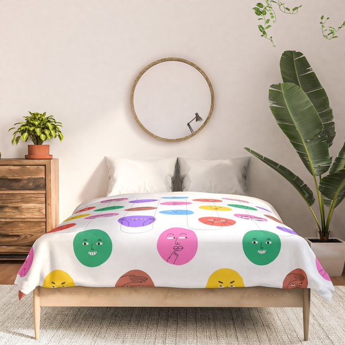 Funny colorful cartoon character face pattern Comforter Gallery Image 3