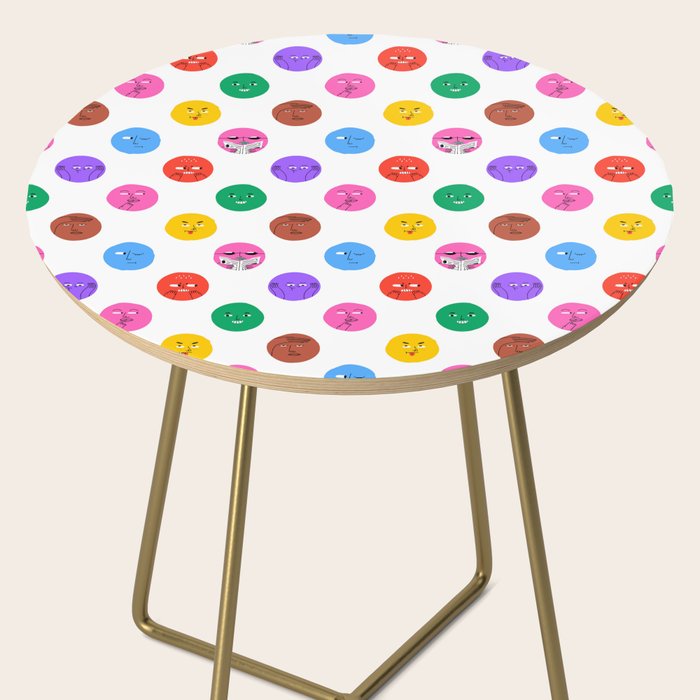 Funny colorful cartoon character face pattern Side Table Gallery Image 2