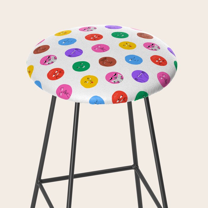 Funny colorful cartoon character face pattern Stool Gallery Image 2