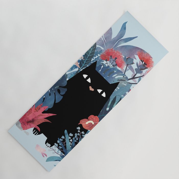 Popoki in Blue Yoga Mat Gallery Image 1