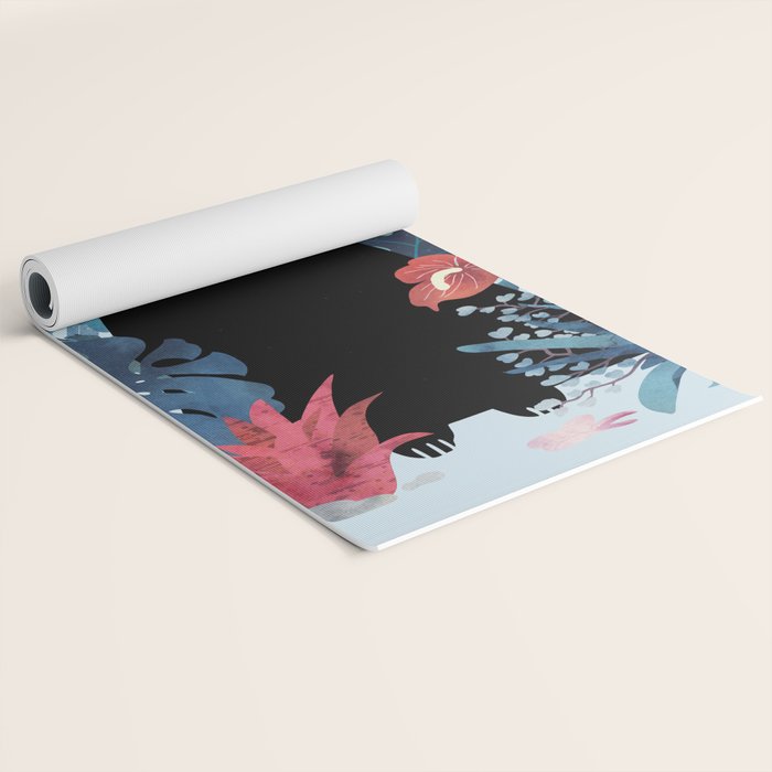 Popoki in Blue Yoga Mat Gallery Image 2