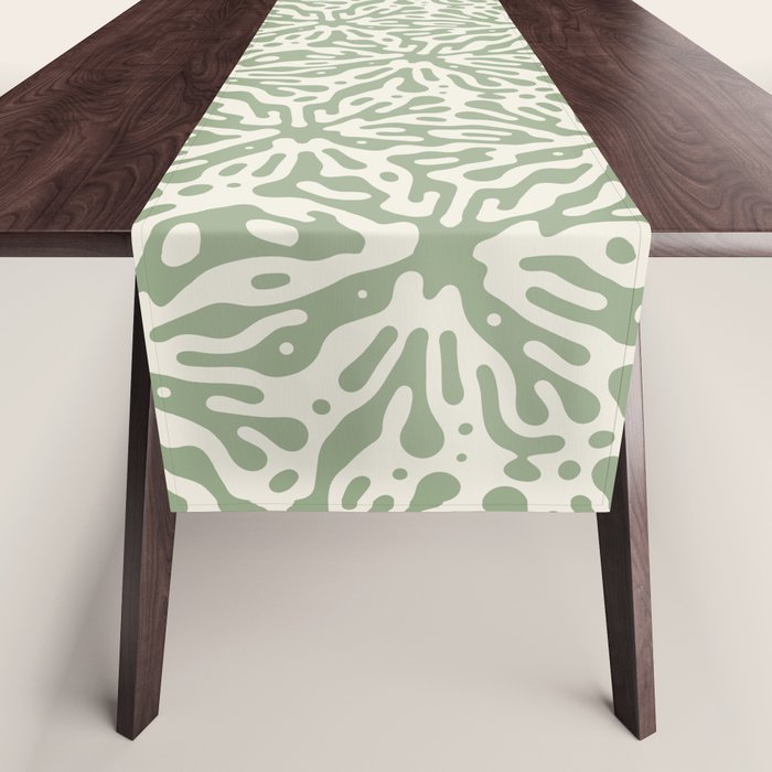 Organic Matter in Ivory and Green Table Runner Gallery Image 1