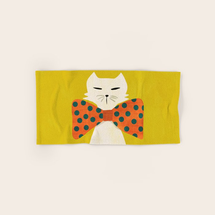 Cat with incredebly oversized humongous bowtie Bath Towel Gallery Image 1