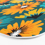 Teal Retro Summer Floral Bath Mat Gallery Image 3