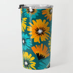 Teal Retro Summer Floral Travel Mug Gallery Image 3