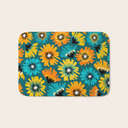 Teal Retro Summer Floral Bath Mat Gallery Image 1