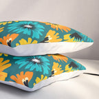 Teal Retro Summer Floral Pillow Sham Gallery Image 3