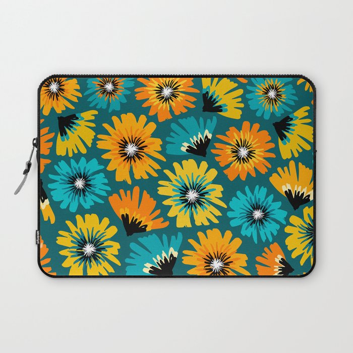 Teal Retro Summer Floral Laptop Sleeve Gallery Image 1