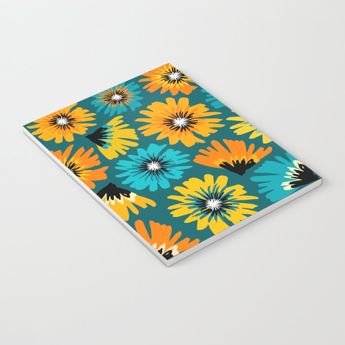 Teal Retro Summer Floral Notebook Gallery Image 3