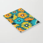 Teal Retro Summer Floral Notebook Gallery Image 3