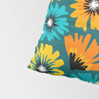 Teal Retro Summer Floral Pillow Sham Gallery Image 4
