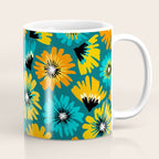 Teal Retro Summer Floral Coffee Mug Gallery Image 1