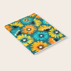 Teal Retro Summer Floral Notebook Gallery Image 2
